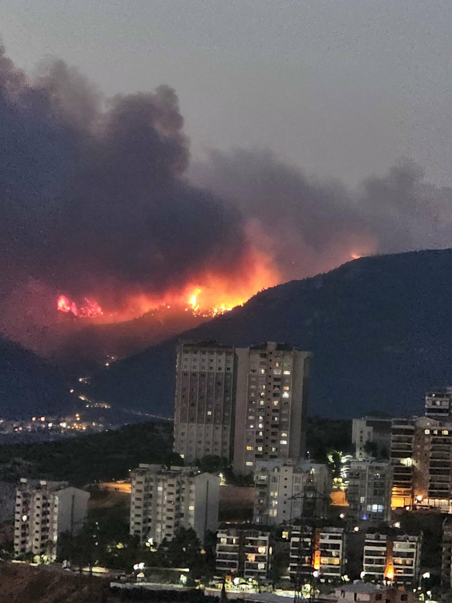 Bursa'da orman yangınını kontrol altına almak güçleşiyor, gece boyunca 1,765 kişi tahliye edildi